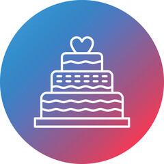 Wedding Cake Line Gradient Circle Background Icon