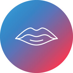 Lips Line Gradient Circle Background Icon