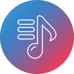 Musical Note Line Gradient Circle Background Icon