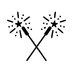 Sparklers vector icon design, celebration party sparklers, new year eve sparklers black design