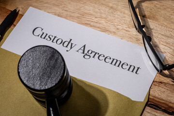 Custody Agreement Document with Gavel on Desk – Legal Child Custody Concept