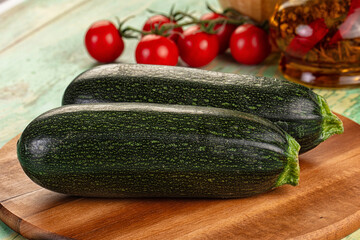 Young fresh raw green zucchini