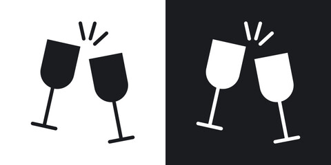 Clinking glasses icons. flat style design.
