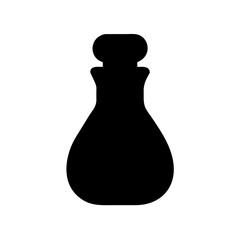 Black potion bottle vector graphic for alchemy and magic spells with stopper design element icon