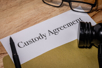 Custody Agreement Document with Gavel on Desk – Legal Child Custody Concept