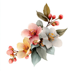 Naklejka premium Watercolor flowers clipart