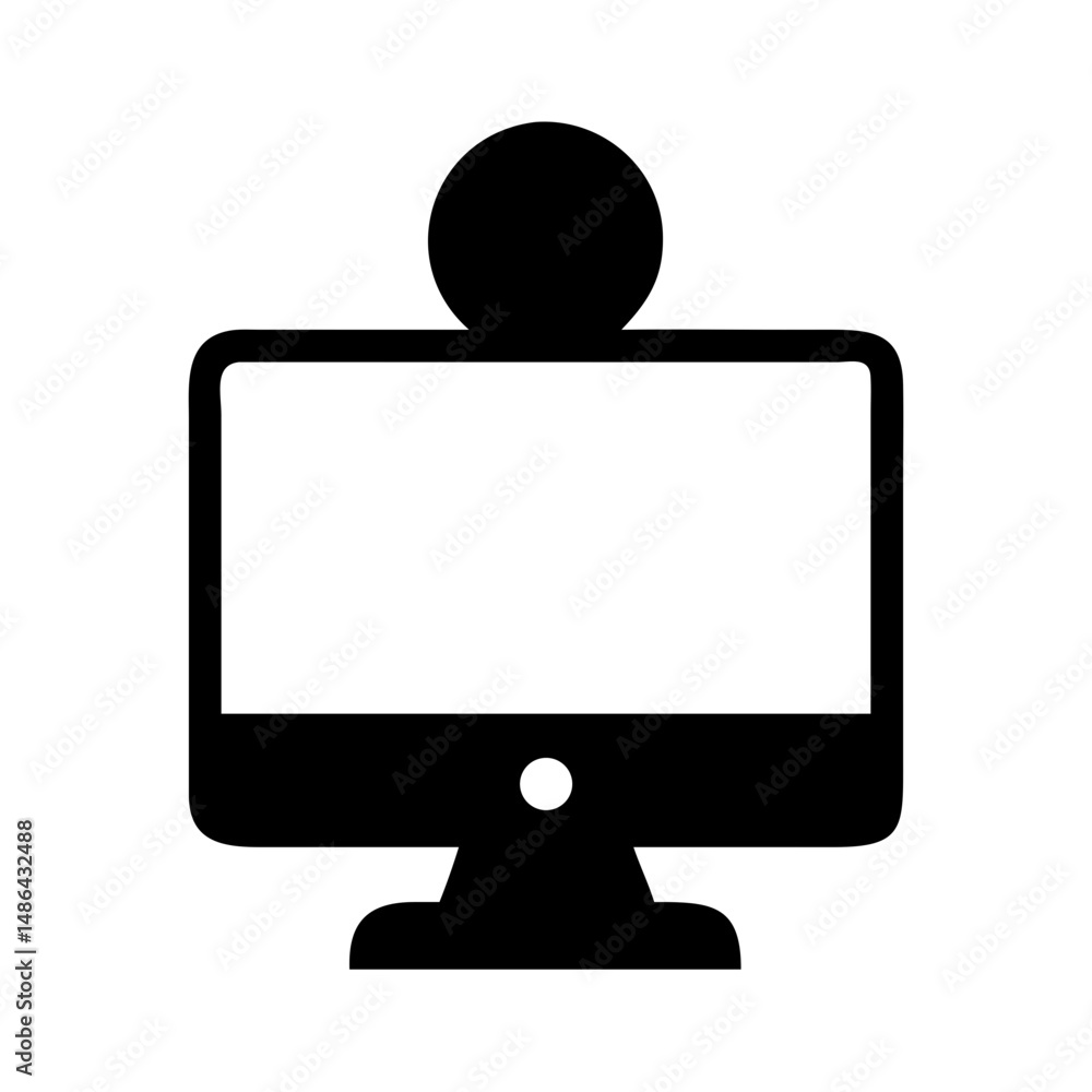 Poster computer monitor with webcam icon vector illustration for technology and communication use