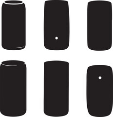 Black Silhouettes of Cans and Cylinders: Vector Illustrations