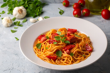 Pasta with sausage - octopus spaghetti - Turkish name; Sosisli spagetti