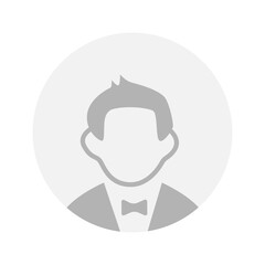 Vector flat illustration in grayscale. Avatar, user profile, person icon, gender neutral silhouette, profile picture. Suitable for social media profiles, icons, screensavers and as a template.