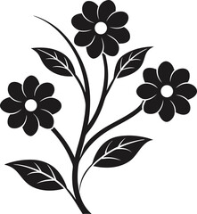Stylized Floral Plant Silhouette with Curved Stems and Blooming Flowers