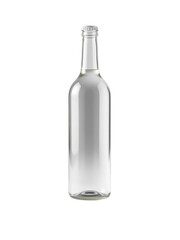 Clear Empty Glass Wine Bottle with a Sleek Design, Isolated on a White Background, Ideal for Beverage Packaging, Kitchen Storage, and Barware Concepts