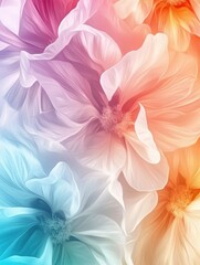 Fototapeta premium Hyperrealistic floral background featuring soft pastel colors and ultra-detailed petals creating a dreamy and vibrant atmosphere