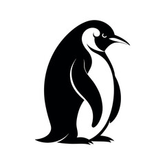 Emperor penguin huddling silhouette