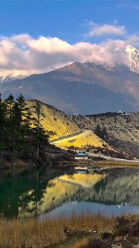beautiful view of mountains at lake dhumba jomsom nepal
