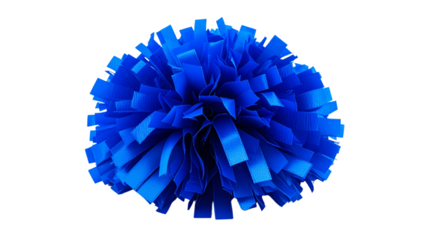 Vibrant ribbon pom pom bursting with colorful strands, commonly used for cheerleading routines, festive decorations, or creative crafts, isolated on a solid white background in Png format 
