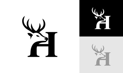 letter H deer logo