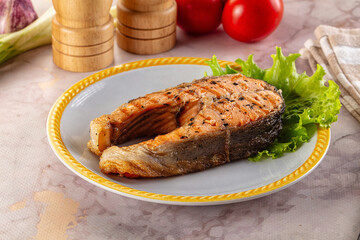 Gourmet grilled salmon fish steak