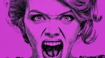 Close-up portrayal of a woman's furious expression.