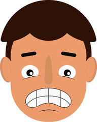 Cartoon male face showing an expression of fear with wide eyes and tense mouth.