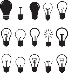 Black Silhouette Light Bulbs: Idea, Energy, and Innovation Icons
