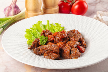 Hungarian goulash with beef meat