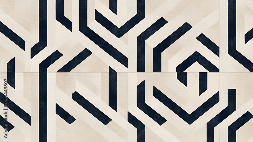 Poster abstract geometric pattern with navy and cream. modern design for backgrounds and décor. a striking 