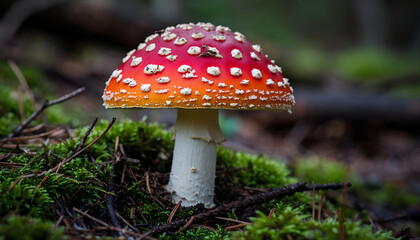 Vibrant Fly Agaric Mushroom In Forest