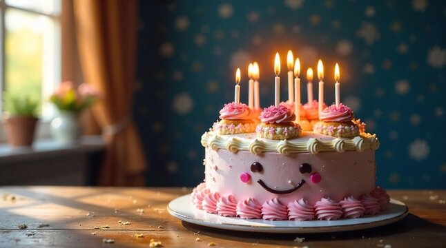 Hand-drawn birthday symbols fill page  Whimsical cake, candles, star, hat evoke joyous, fun birthday themes ,  doodles,  icons