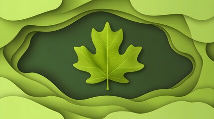 Green Leaf Papercut Nature Abstract Background
