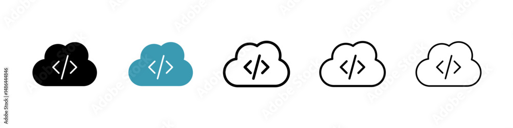 Poster cloud code icon. thin lines isolated