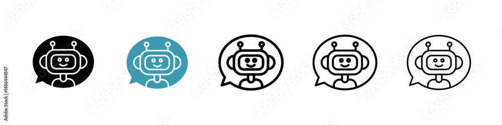 Poster chatbot speech bubble icon. thin lines isolated