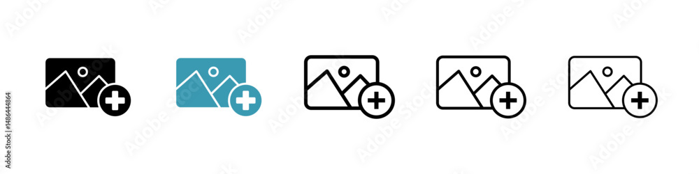 Poster add image icon. thin lines isolated