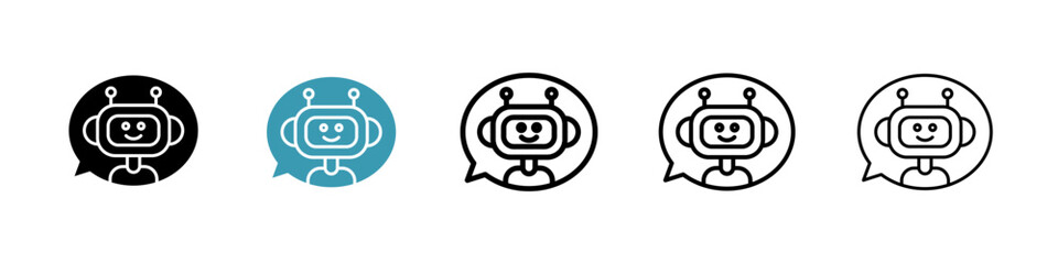 Chatbot speech bubble icon. Thin lines isolated