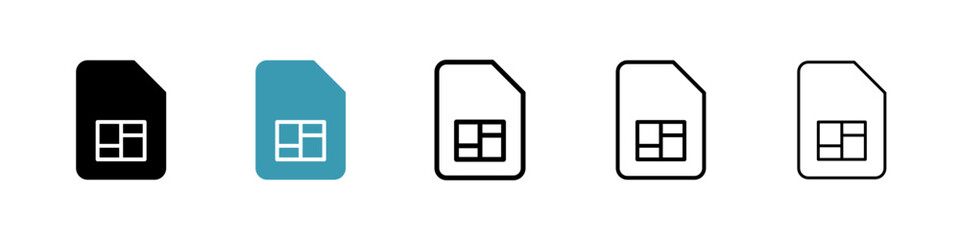 Sim card icon. Thin lines isolated