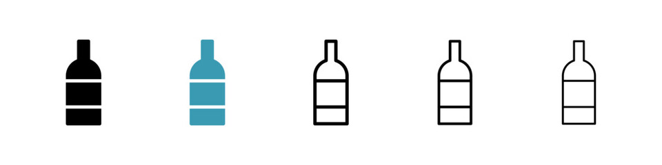 Wine bottle icon. Thin lines isolated