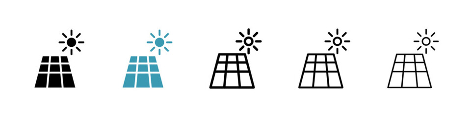 Solar panel icon. Thin lines isolated