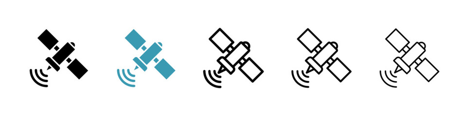 Satellite icon. Thin lines isolated