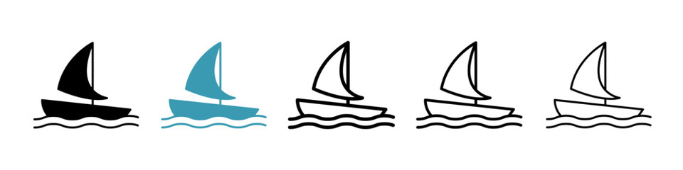 Sailboat icon. Thin lines isolated