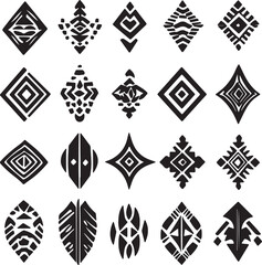 Geometric Diamond Shapes: Tribal, Abstract, Black and White Designs