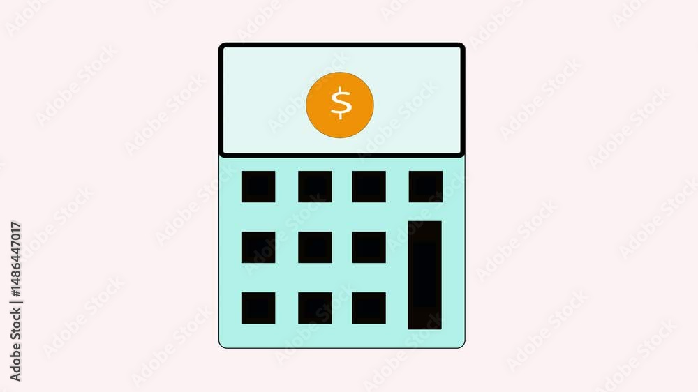 Aufkleber animated dollar coin on calculator screen. visualizing financial transactions, business calculations