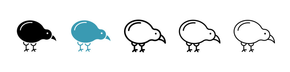 Kiwi bird icon. Thin lines isolated
