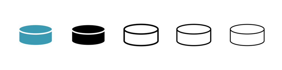 Hockey puck icon. Thin lines isolated