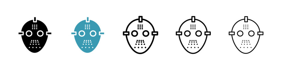 Hockey mask icon. Thin lines isolated