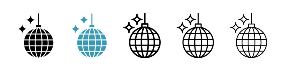 Disco ball icon. Thin lines isolated