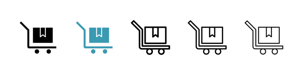Dolly flatbed icon. Thin lines isolated