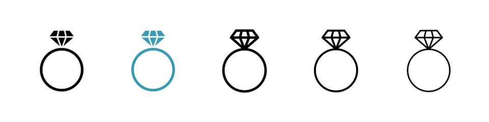 Diamond ring icon. Thin lines isolated