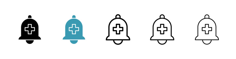 Cowbell circle plus icon. Thin lines isolated