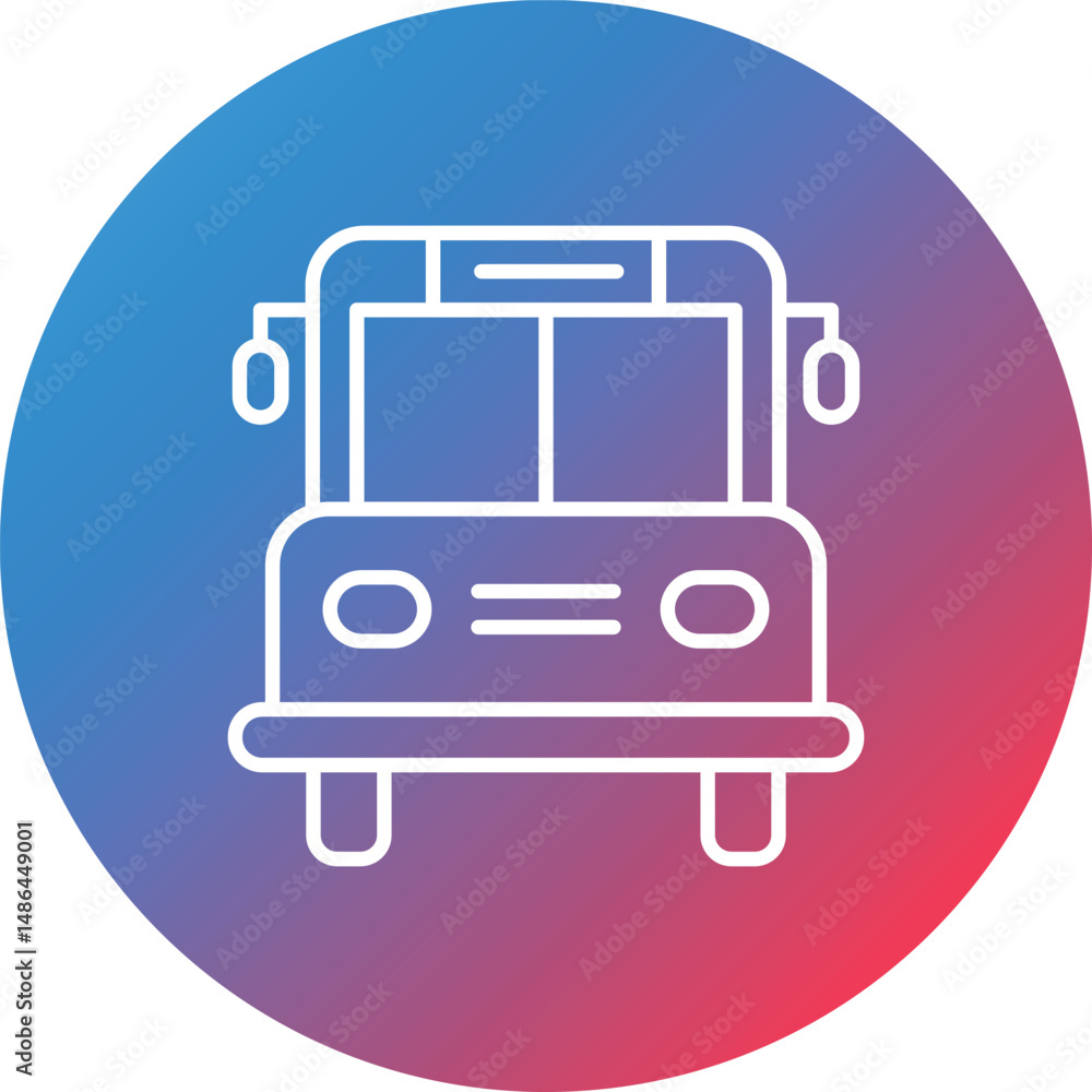 Poster school bus line gradient circle background icon