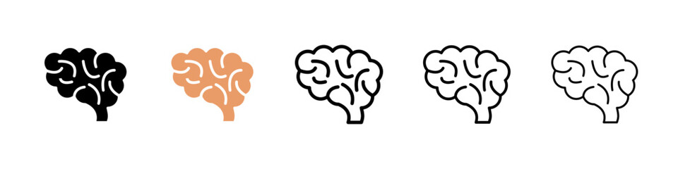 Brain icon. Thin lines isolated